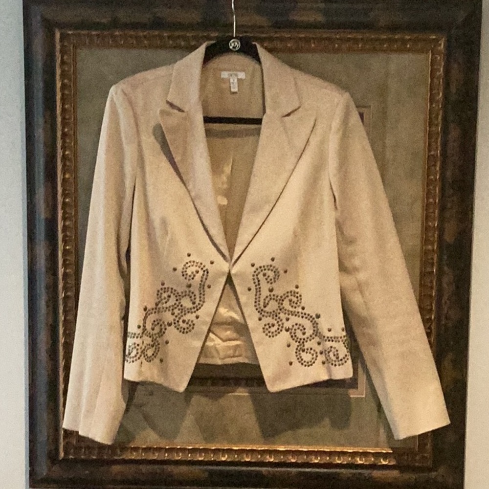 Cache Vintage Creamy Tan Jacket w/ Studded Front